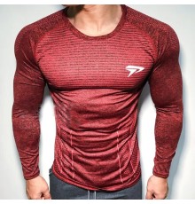 XL / Красная спортивная футболка с длинным рукавом
