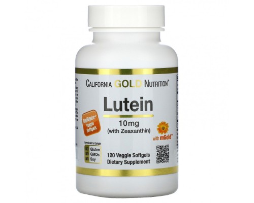 California Gold Nutrition, Лютеин и зеаксантин, 10 мг, 120 растительных капсул