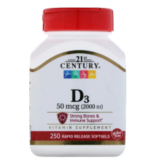 21st Century, Витамин D3 2000ui, 250 капсул