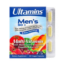 Ultamins, Мультивитамины для мужчин старше 50 лет, с коэнзимом Q10, грибами, ферментами, овощами и ягодами, 60 растительных капсул