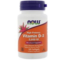 NOW, Витамин D-3, 2000ui, 120 капсул
