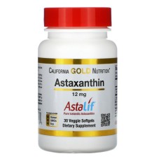California Gold Nutrition, астаксантин, чистый исландский продукт AstaLif, 12 мг, 30 растительных мягких таблеток