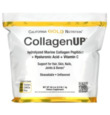 California Gold Nutrition, CollagenUP, гидролизованные пептиды морского коллагена с гиалуроновой кислотой и витамином C, без добавок, 1 кг