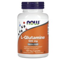 NOW, L-глютамин, 500 мг, 120 вегетарианских капсул