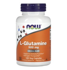 NOW, L-глютамин, 500 мг, 120 вегетарианских капсул