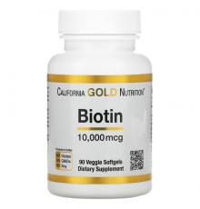 California Gold Nutrition, Биотин, 10 000 мкг, 90 вегетарианских капсул