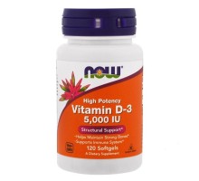 NOW, Витамин D-3, 5000ui, 120 капсул