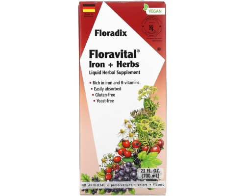Gaia Herbs, Floradix, железо и травы Floravital, 700 мл