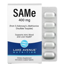 Lake Avenue Nutrition, SAMe (дисульфат тозилат), 400 мг, 60 таблеток