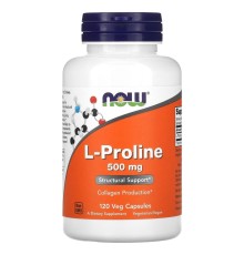 NOW, L-пролин, 500 мг, 120 растительных капсул