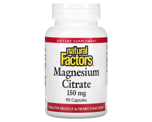 Natural Factors, цитрат магния, 150 мг, 90 капсул