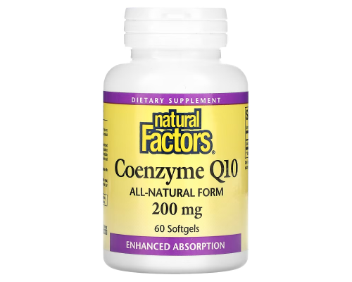 Natural Factors, Коэнзим Q10, 200 мг, 60 мягких таблеток