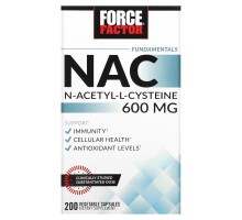 Force Factor, Fundamentals, NAC, N-ацетил-L цистеин, 600 мг, 200 вегетарианских капсул