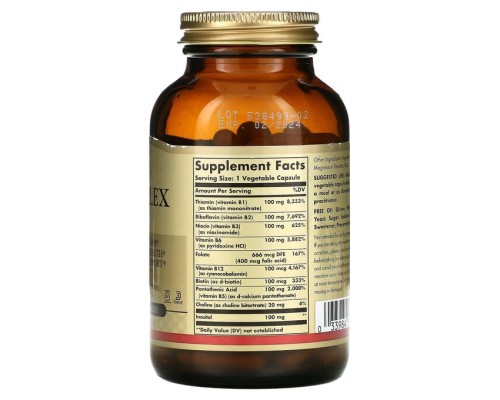 Solgar, Комплекс витаминов B «100», 100 капсул