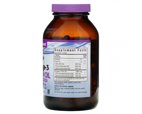Bluebonnet Nutrition, Омега-3 жир лосося, 1000 мг, 180 мягких капсул