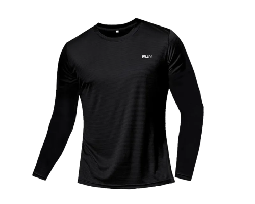 XXL / Черная спортивная футболка с длинным рукавом