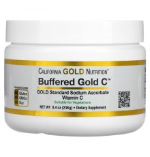California Gold Nutrition, Buffered Gold C, некислый буферизованный витамин C в форме порошка, аскорбат натрия, 238 г