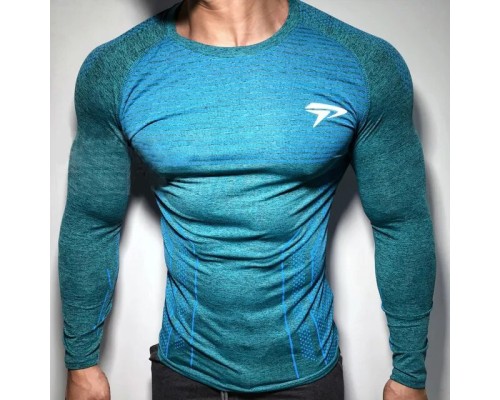 XL / Синяя спортивная футболка с длинным рукавом