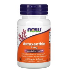 NOW, астаксантин, 4 мг, 60 растительных капсул