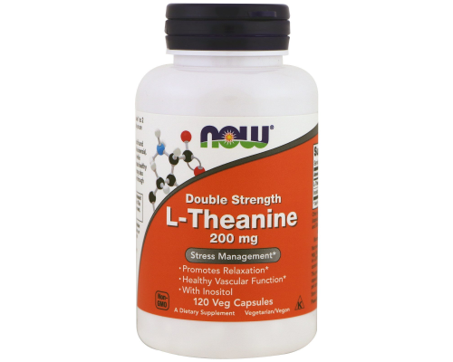 NOW, L-теанин двойной силы, 200 мг, 120 капсул