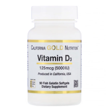 California Gold Nutrition, Витамин D3, 5000ui, 90 капсул