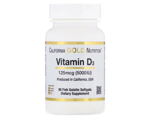 California Gold Nutrition, Витамин D3, 5000ui, 90 капсул
