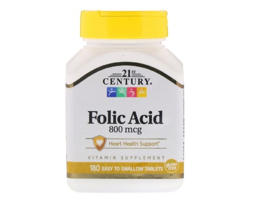 21st Century, Folic Acid, 800 mcg, 180 таблеток