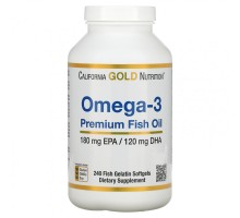 California Gold Nutrition, Омега-3, 1000мг, 180 EPA/120 DHA, 240 капсул