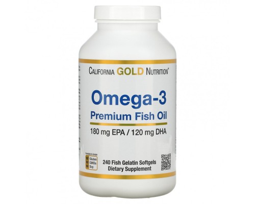 California Gold Nutrition, Омега-3, 1000мг, 180 EPA/120 DHA, 240 капсул