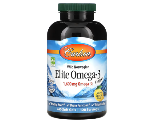 Carlson, Elite Omega-3 Gems, отборные омега-3 кислоты, 800 мг, 240 мягких таблеток