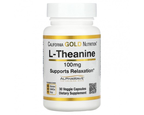 California Gold Nutrition, L-теанин AlphaWave, 100мг, 30 капсул