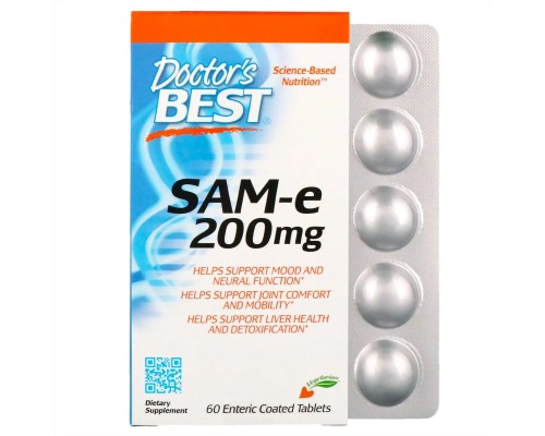 Doctors Best, SAMe (дисульфат тозилат), 200 мг, 60 таблеток