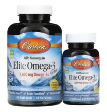 Carlson, Омега-3 кислоты, 800 мг, 90 +30 мягких таблеток