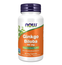 NOW, Гинкго билоба, 60 мг, 60 капсул