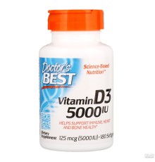 Doctors Best, Витамин D3, 5000ui, 180 капсул