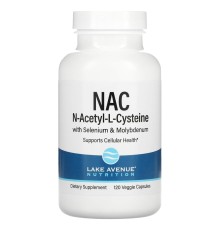 Lake Avenue Nutrition, NAC, N-ацетилцистеин с селеном и молибденом, 600 мг, 120 растительных капсул