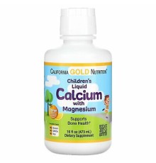 California Gold Nutrition, Жидкий кальций с магнием для детей, апельсин, 473 мл