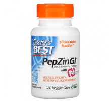 Doctor's Best, PepZin GI, комплекс цинк-L-карнозина, 120 вегетарианских капсул