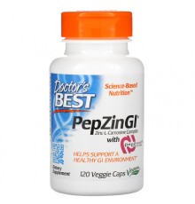 Doctor's Best, PepZin GI, комплекс цинк-L-карнозина, 120 вегетарианских капсул