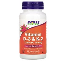 NOW, Витамины D3 и K2, 120 капсул