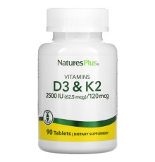 NaturesPlus, Витамины D3 и K2, 90 таблеток