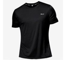 XXL / Черная спортивная футболка с коротким рукавом