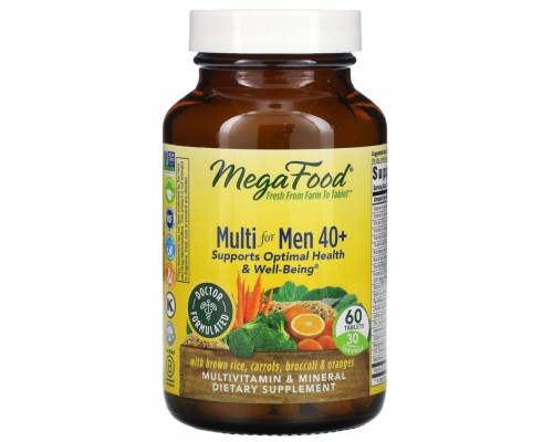 MegaFood, Multi for Men 40+, комплекс витаминов и микроэлементов для мужчин старше 40 лет, 60 таблеток