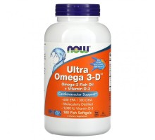 NOW, Ultra Omega + D3, 600 EPA/300 DHA, 180 капсул