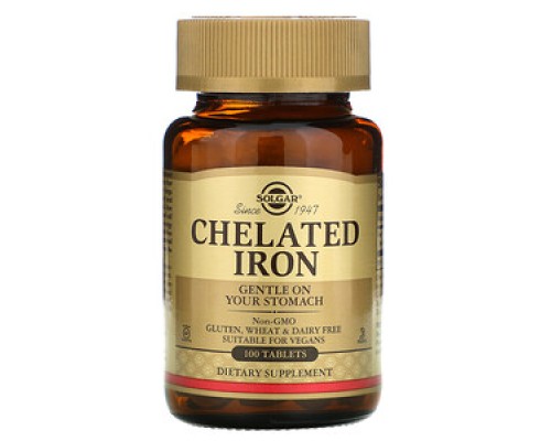 Solgar, Железо "Chelated Iron", 100 таблеток