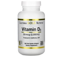 California Gold Nutrition, Витамин D3, 2000ui, 360 капсул