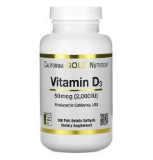 California Gold Nutrition, Витамин D3, 2000ui, 360 капсул