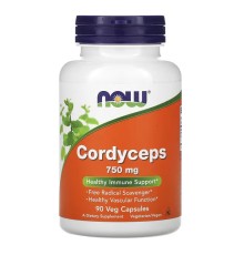 NOW, Кордицепс, 750 мг, 90 вегетарианских капсул