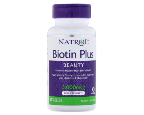 Natrol, Biotin Plus Beauty, 5000мкг, 60 таблеток