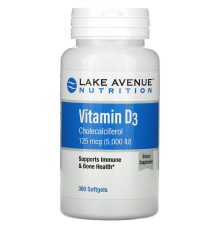 Lake Avenue Nutrition, Витамин D3, 5000ui, 360 капсул
